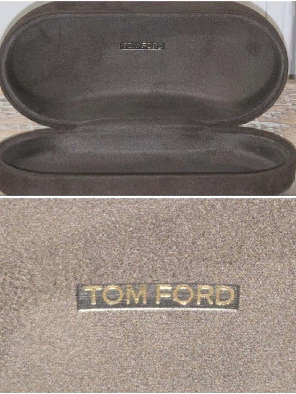 Tom Ford Brown Velvet Hard Eyeglasses Case Clamshell Sunglasses Replacement Case
